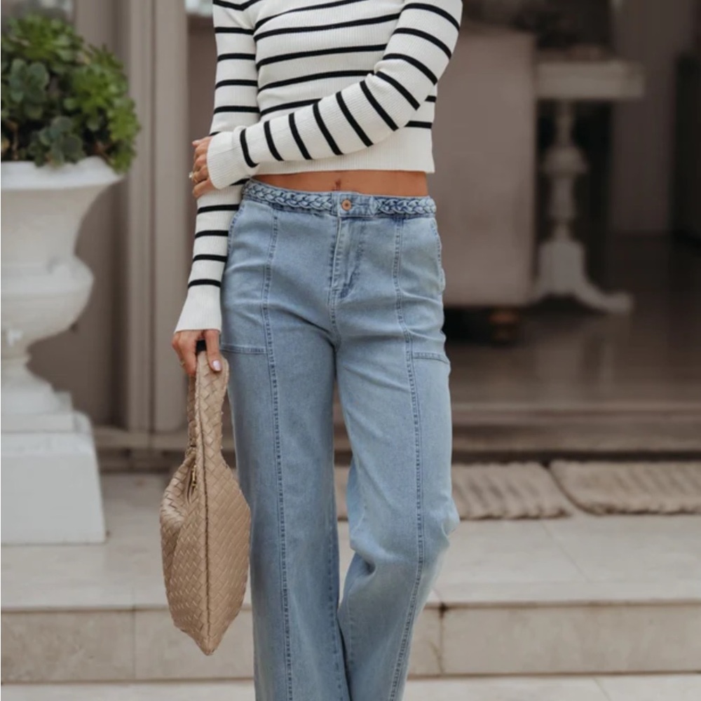 Entro Blue Flare Wide Leg Jeans High-Waisted